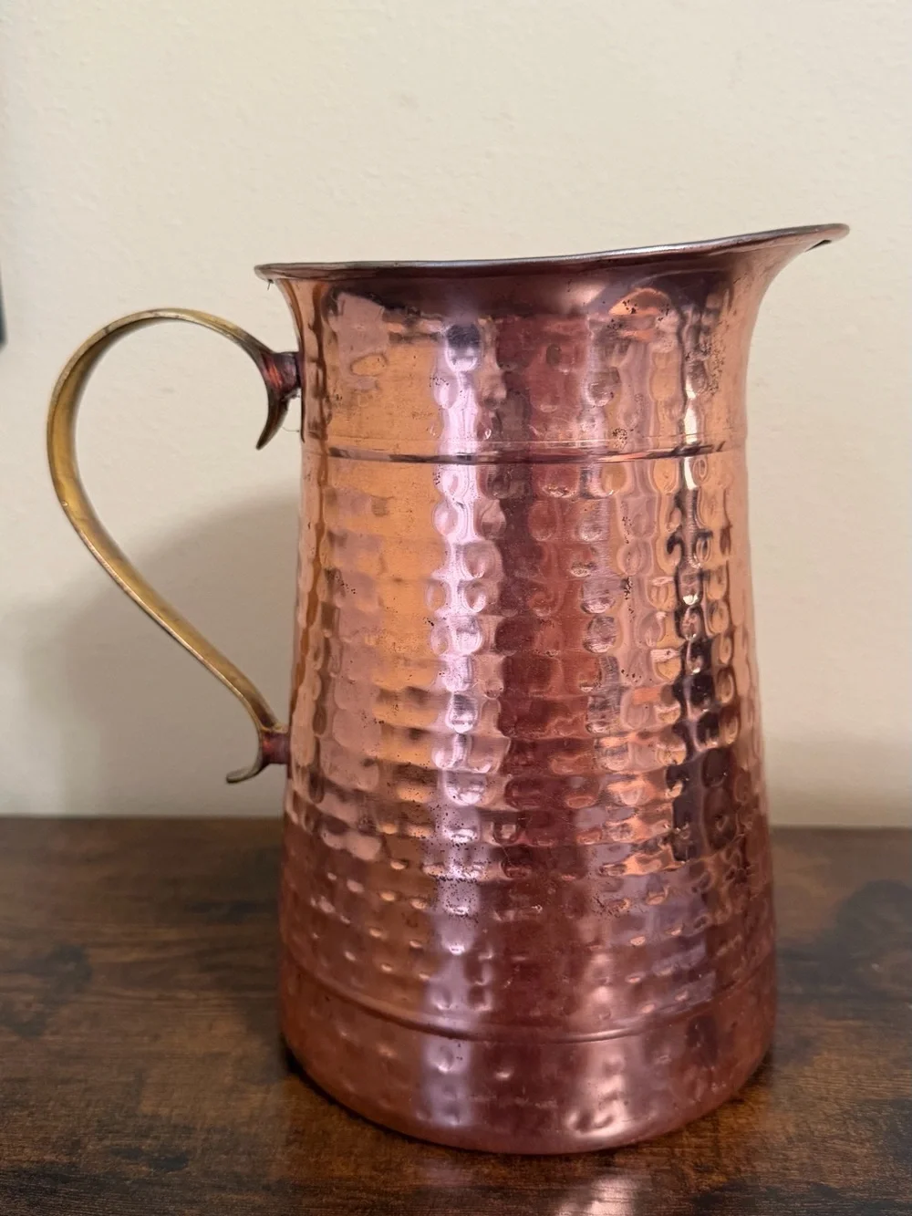 Hammered Copper Metalware Pitcher